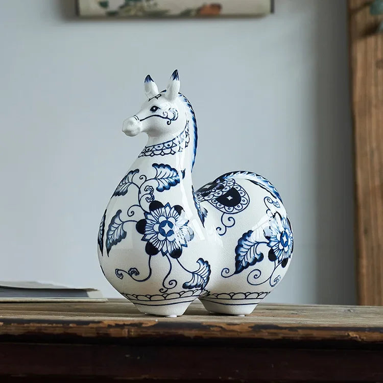 Afralia™ Porcelain Horse Sculpture: Hand-Painted Ceramic Statue for Art Collection and Home Decor
