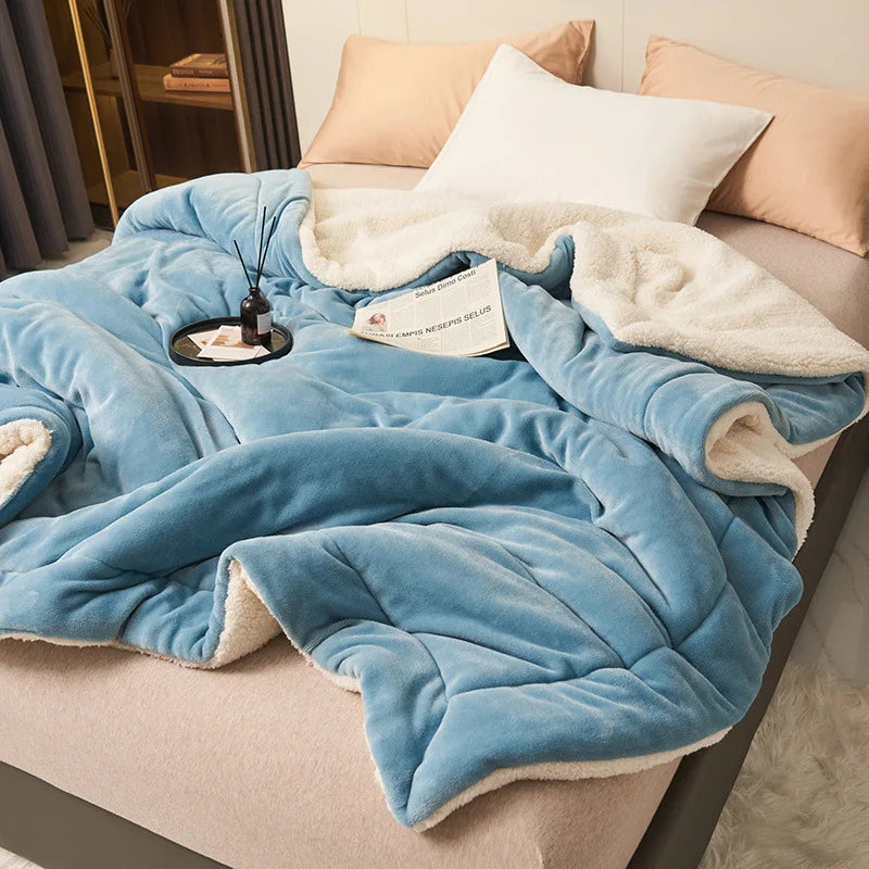 Afralia™ Warm Lamb Fleece Double Layer Blanket - Thick Milk Velvet Quilt