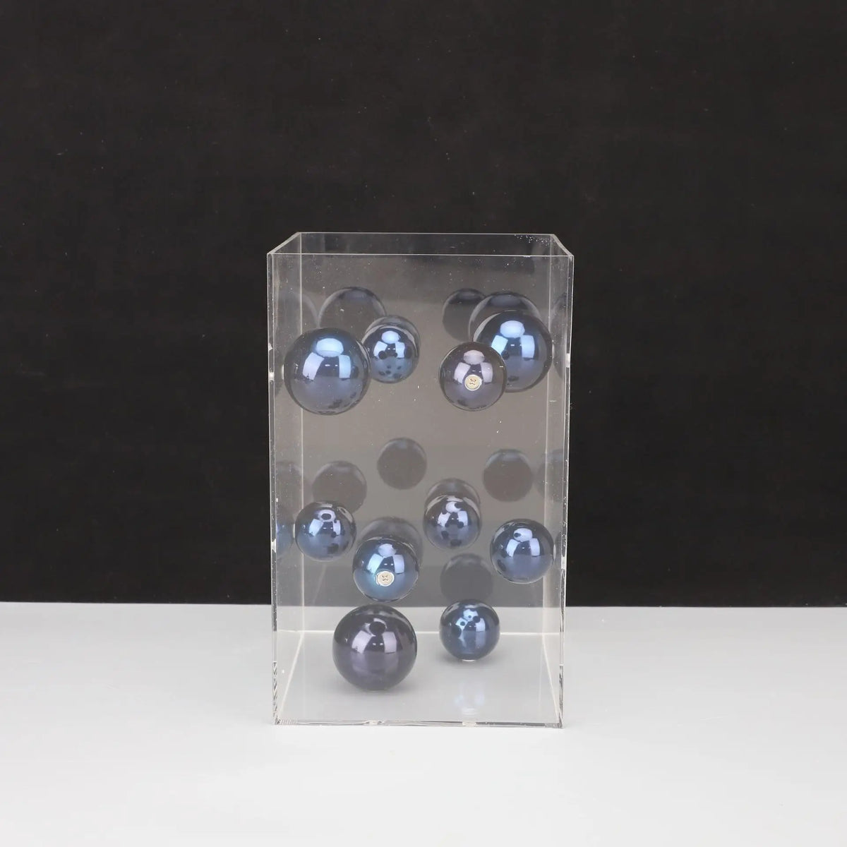Afralia™ Abstract Metal Ball Artworks in Transparent Acrylic Container Boxes