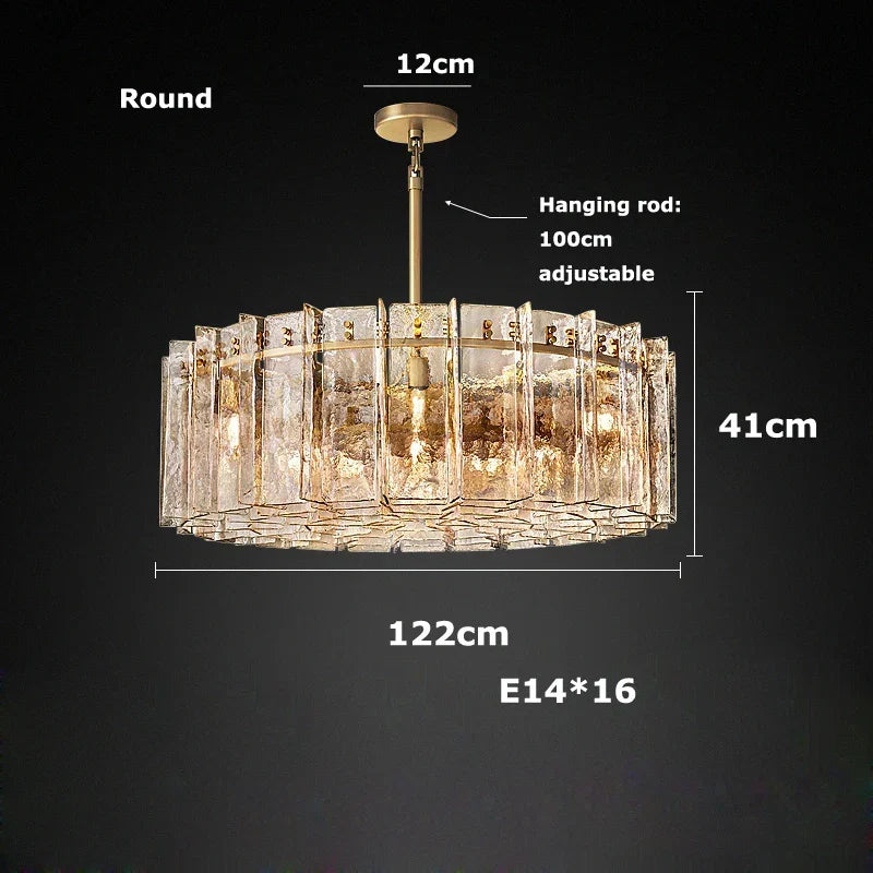 Afralia™ LED Gold Smoky Gray Glass Chandelier - Creative Living Room Ceiling Fixture