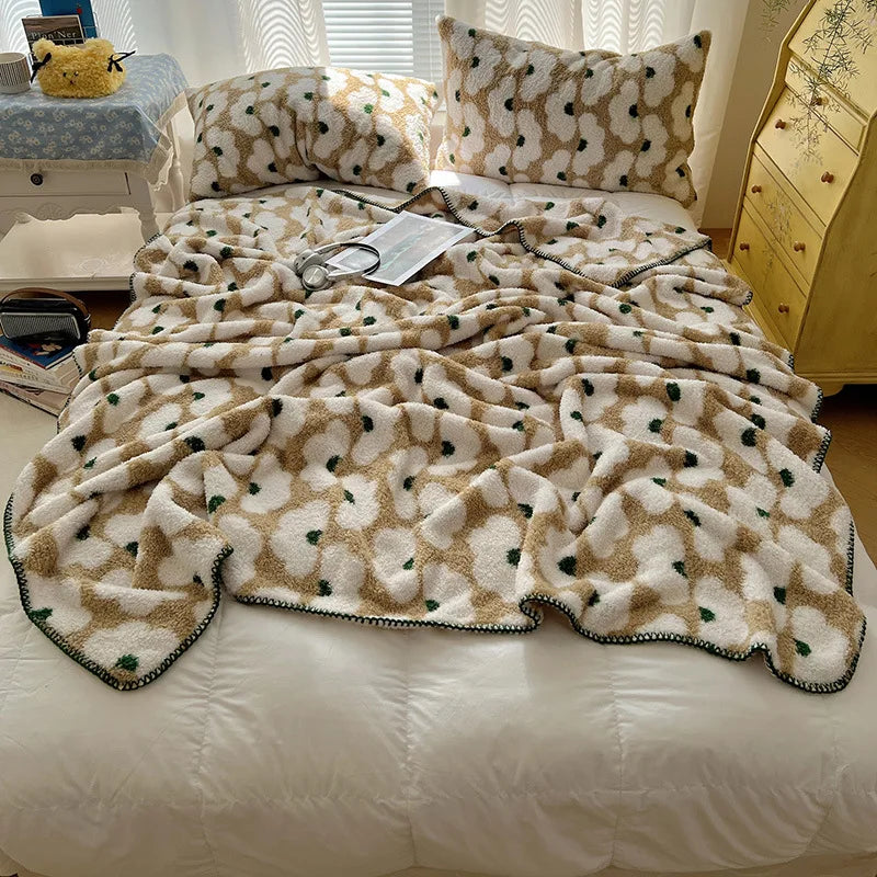 Afralia™ Geometric Printed Half Fleece Sofa Cover: Luxe Bohemian Shawl Blanket for Office Nap