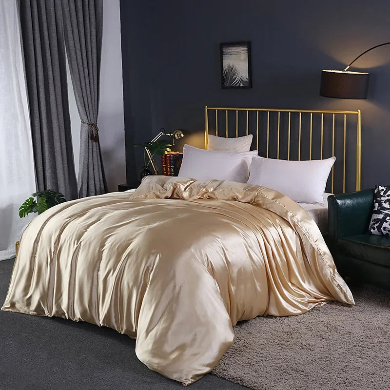 Afralia™ Mulberry Silky Queen Duvet Cover Smooth Luxury Satin King Size Blanket