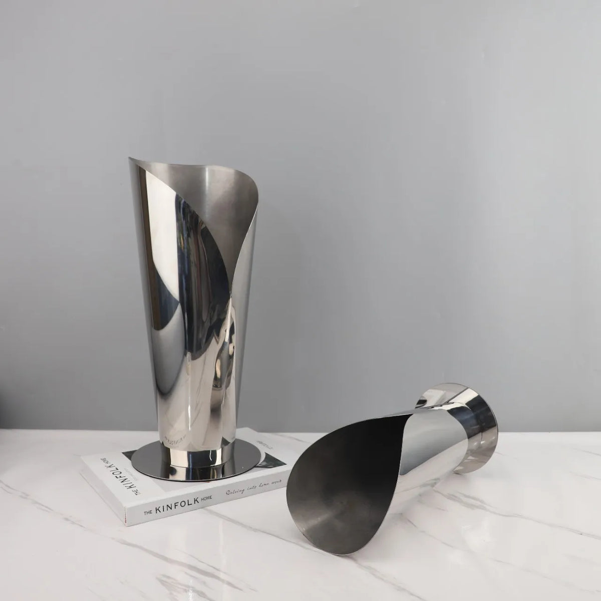 Afralia™ Stainless Steel Mirror Flower Décor for Home Living Dining Room