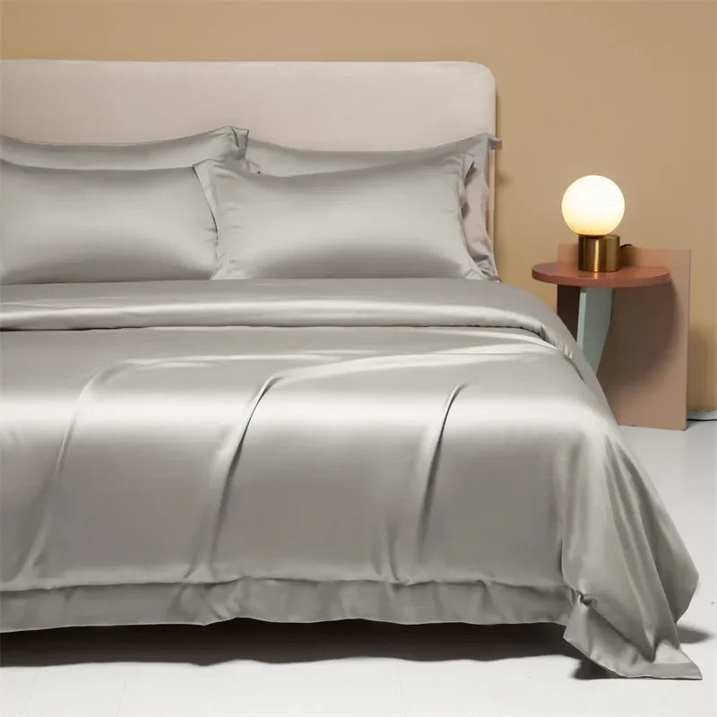 Afralia™ 120S Natural Fabric Bedding Set Summer Cooling Fitted Sheet Skin Friendly Bedclothes