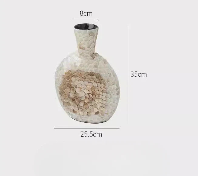 Afralia™ Golden Shell Art Vase: Handmade Luxury Desktop Flower Arrangement & Home Decor