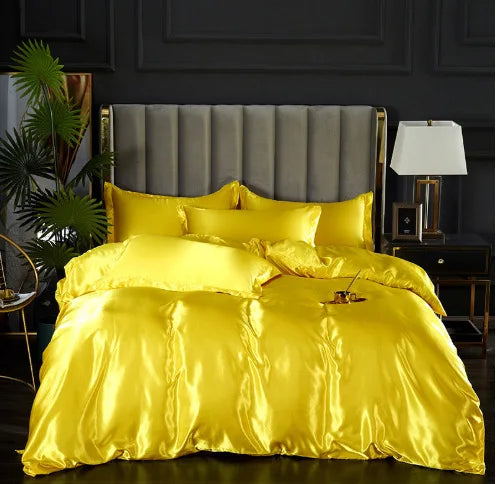 Afralia™ Solid Color Ice Rayon Cooling Bedding Set - King/Queen Size Skin-Friendly Fitted Sheet