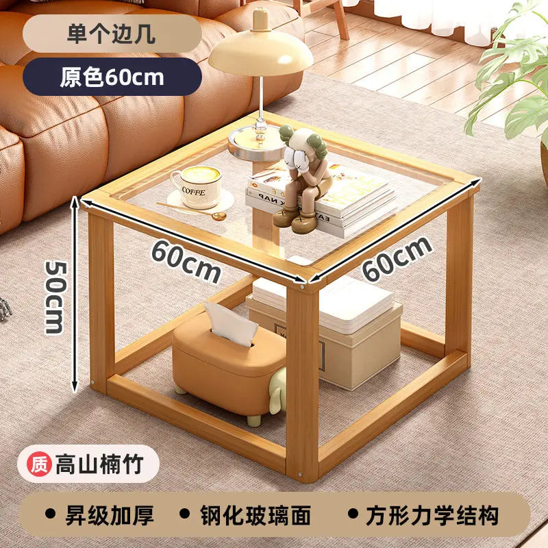 Afralia™ Glass Coffee Table Set for Small Apartment Living
