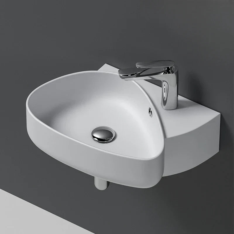 Afralia™ Ceramic Wall Mounted Wash Basin White 500x355x160mm