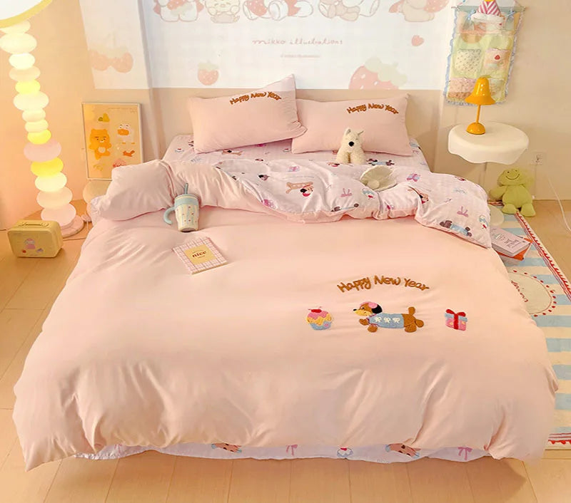Afralia™ Cloud Cotton Cartoon Bedding Set - Soft, Skin-Friendly, All Seasons