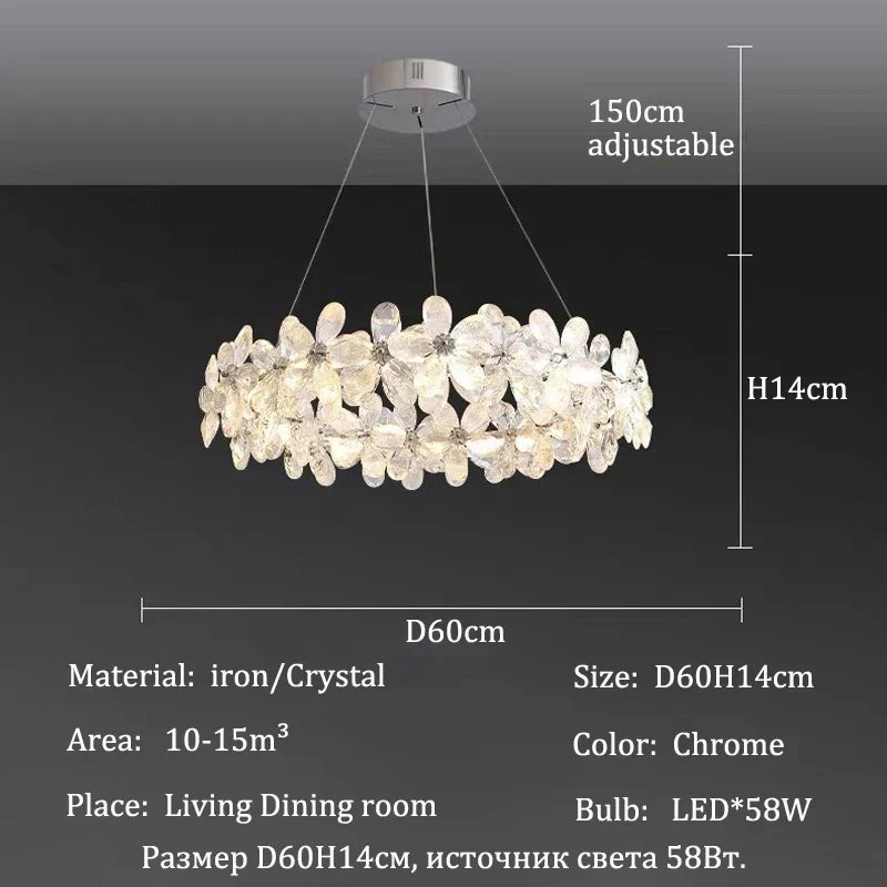 Afralia™ Chrome Petal Crystal Chandeliers: Luxury LED Ceiling Pendant Lights for Home Decor