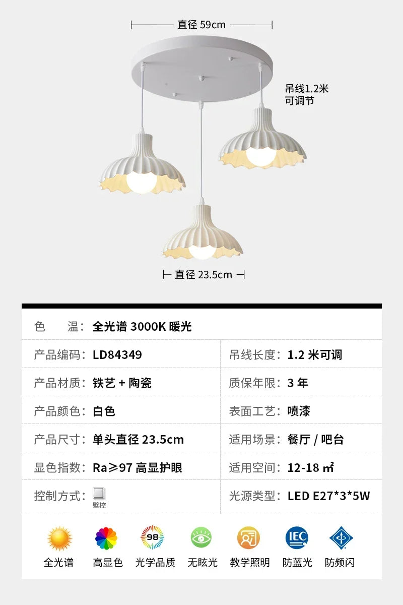 Afralia™ Modern Minimalist Kitchen Dining Table with Japanese Ceramic Pendant Light