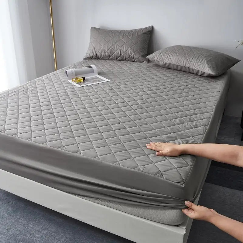 Afralia™ Quilted Waterproof Fitted Mattress Cover | Queen King Size White Bedsheet
