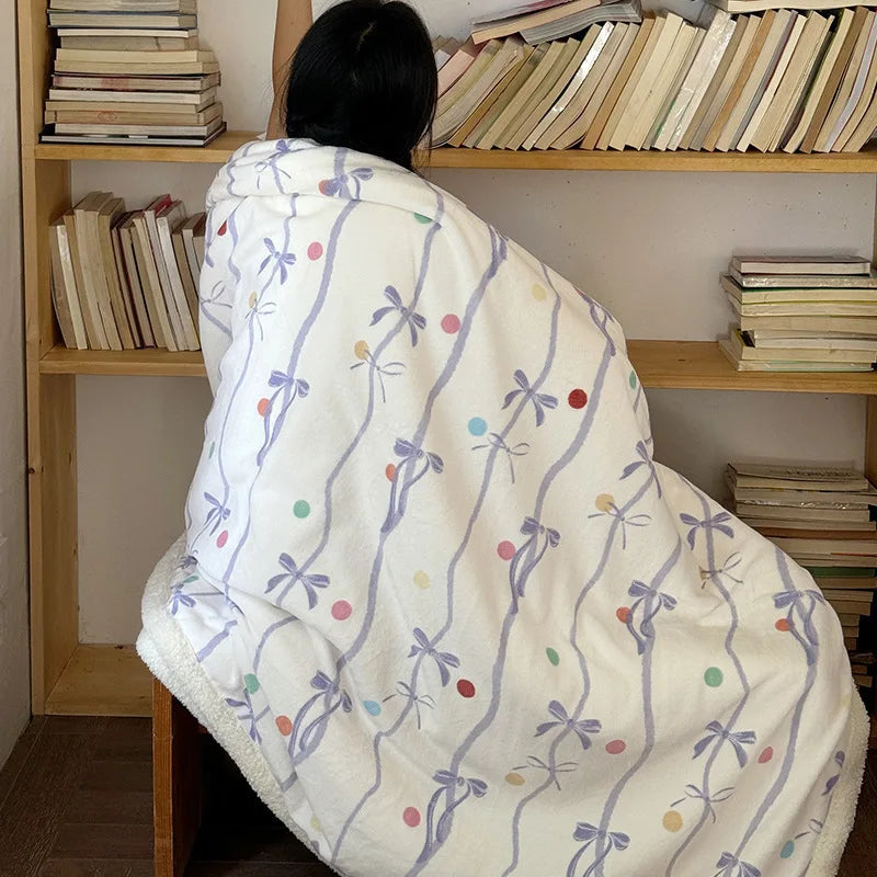 Afralia™ Korean Cartoon Plush Blanket, Soft Nap Sofa Cover for Home Dormitory