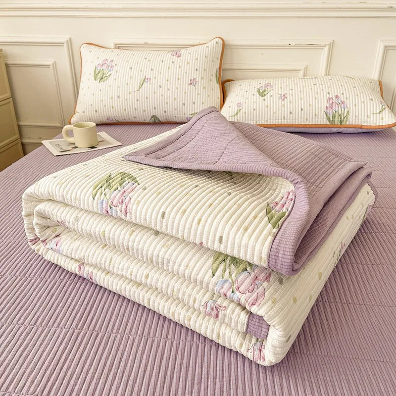 Afralia™ Cartoon Small Fresh Washed Cotton Bed Sheets Bedspread