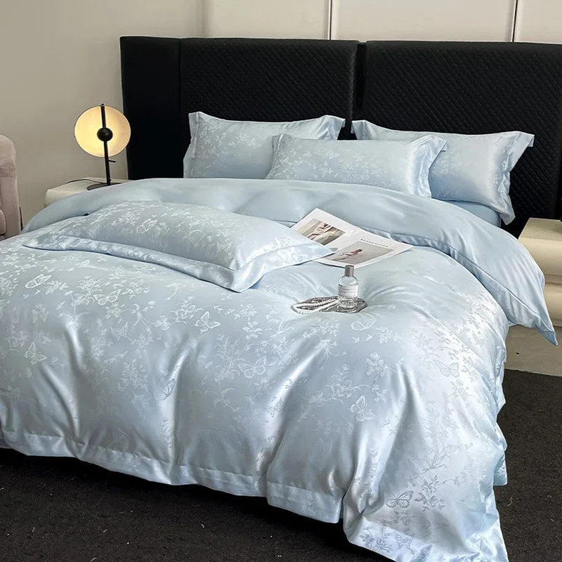 Afralia™ Ice Silk Jacquard Bedding Set - Luxury Comforter Cover, Soft & Cozy, Queen/King