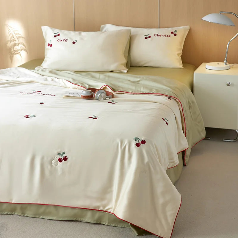 Afralia™ Summer Cool Quilt Set with Pillowcases, Ice Silk Air Conditioning Blanket