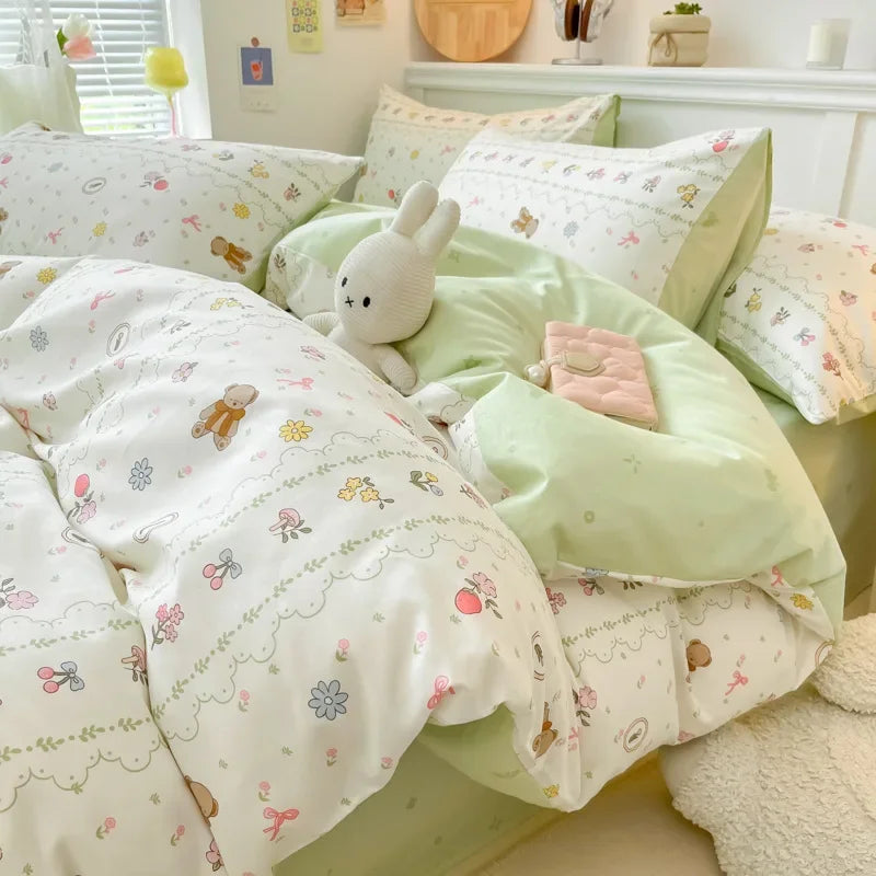 Afralia™ Spring Cotton Printed Duvet Set: Soft, Breathable, Cute Design, Various Sizes