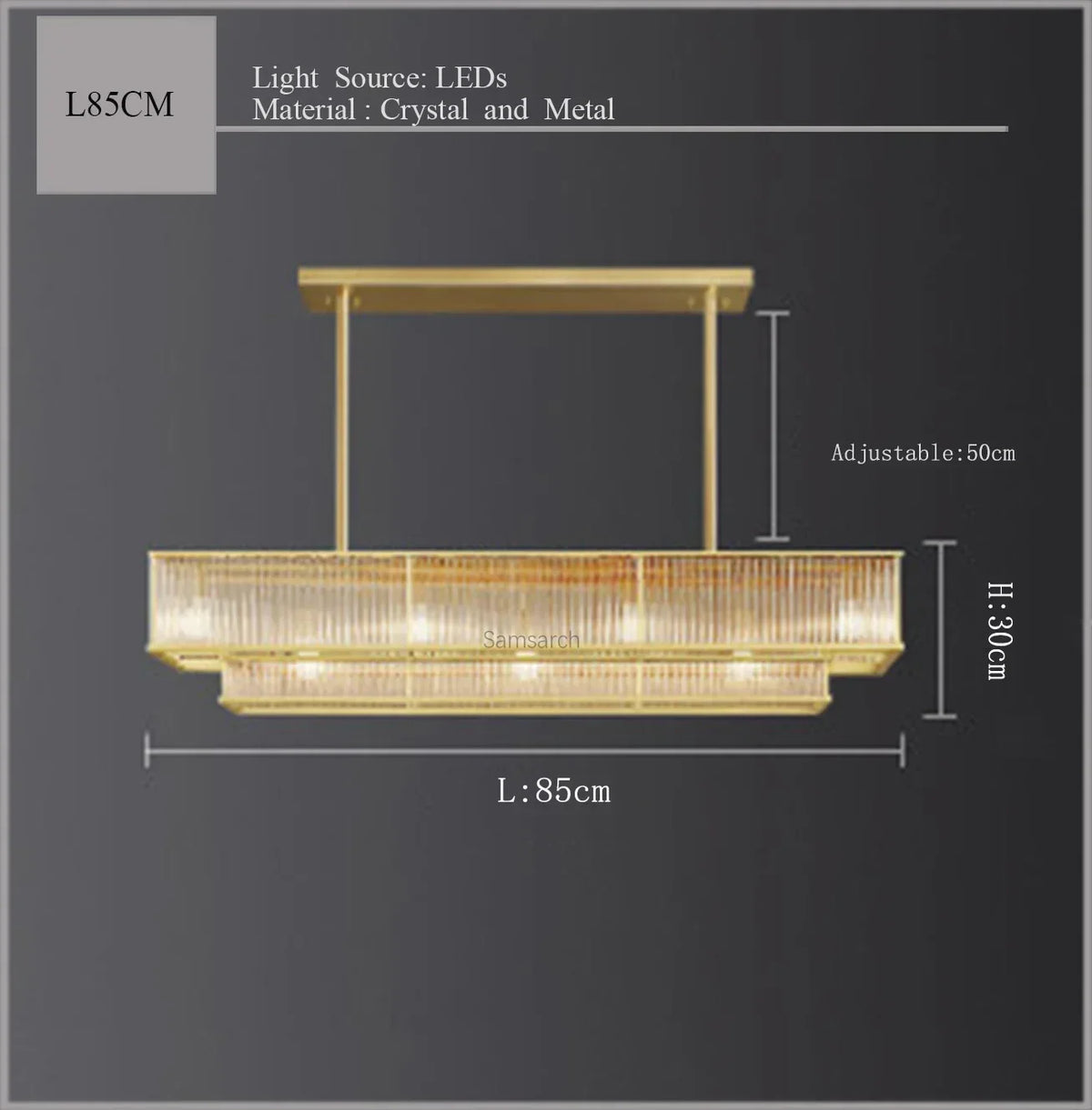 Afralia™ Golden Brass Linear Crystal Chandelier - Luxury Pendant Light for Home