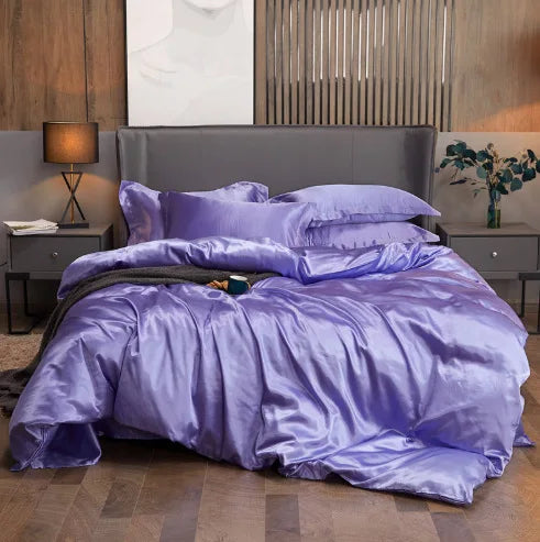 Afralia™ Solid Color Ice Rayon Cooling Bedding Set - King/Queen Size Skin-Friendly Fitted Sheet