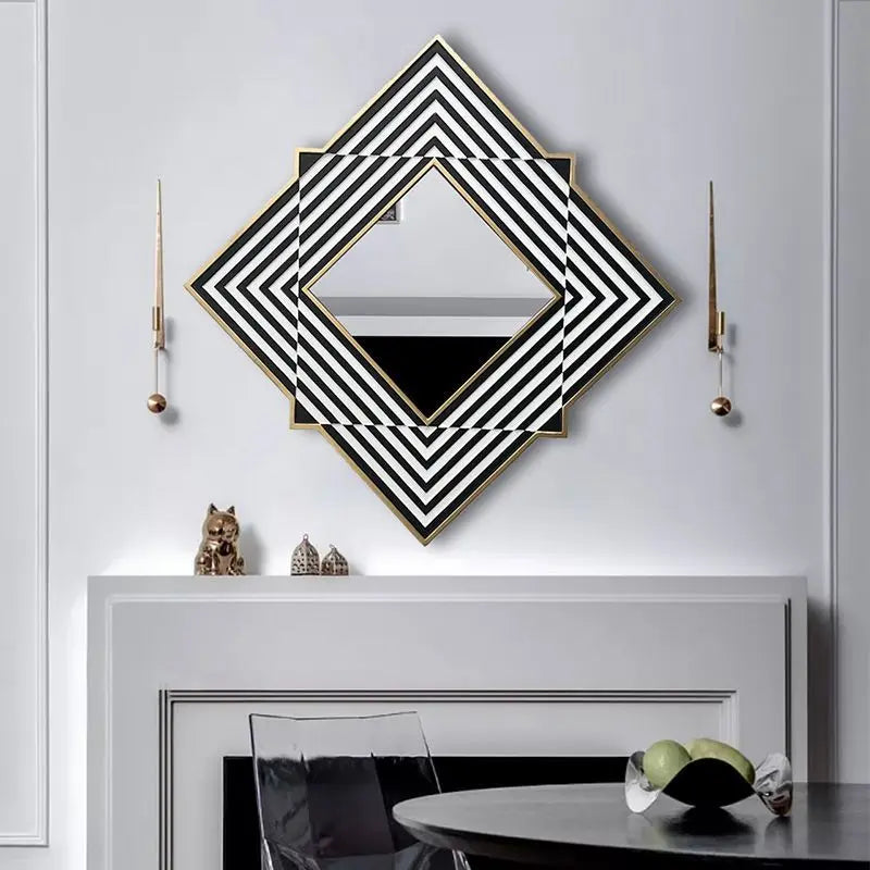 Afralia™ Nordic Wrought Iron Square Decorative Mirror