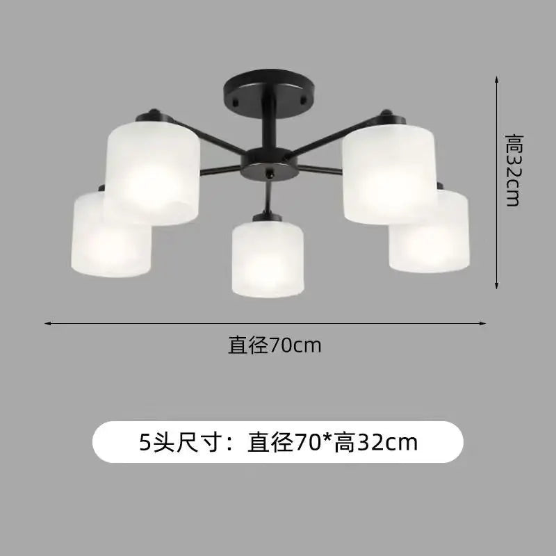 Afralia™ LED Black/Gold Ceiling Chandelier with Lampshade for Elegant Living Room Decor
