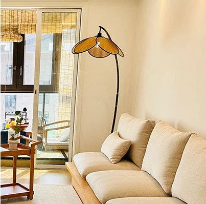 Afralia™ Japanese Rattan Floor Lamp for Villa Living Room Study Attic Lighting