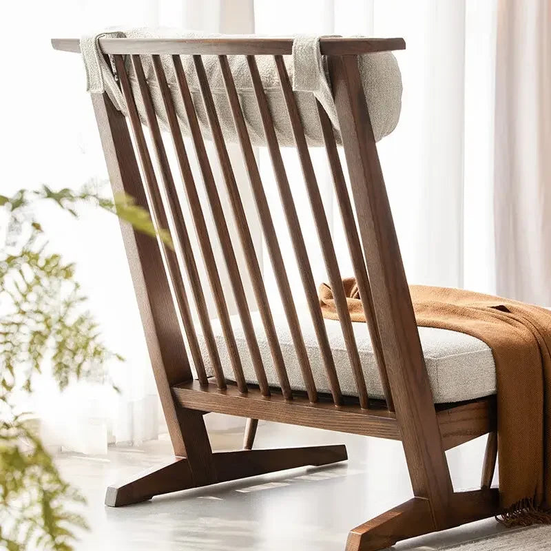 Afralia™ Solid Wood Rocking Chair | Balcony Leisure Recliner | Nordic Retro Design