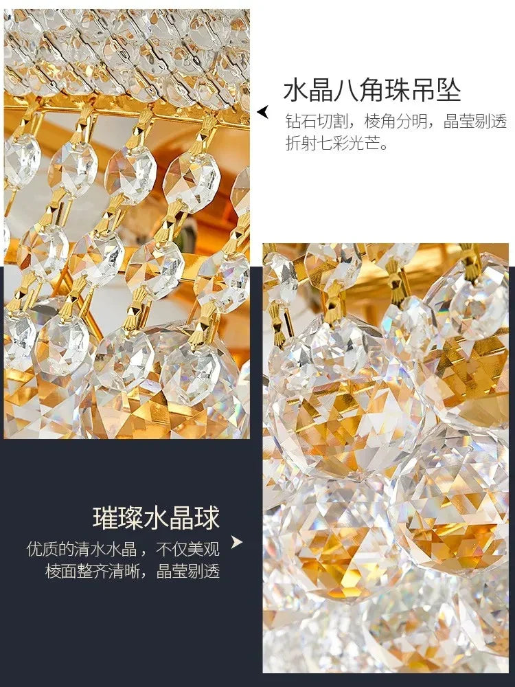 Afralia™ Crystal Ceiling Lamp Elegant Modern Light Luxury Hotel Villa Restaurant Lighting