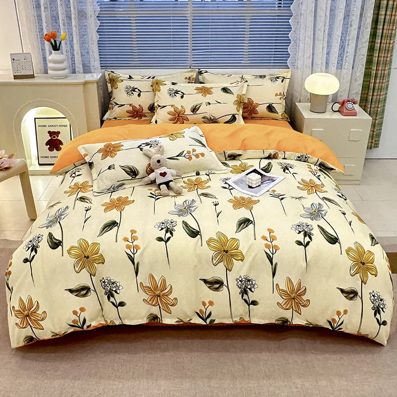 Afralia™ Soft Plant Printed Bedding Sets Cozy Quilt Cover for Summer & Autumn