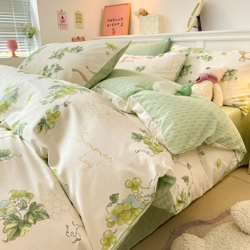 Afralia™ Spring Cotton Printed Duvet Set: Soft, Breathable, Cute Design, Various Sizes