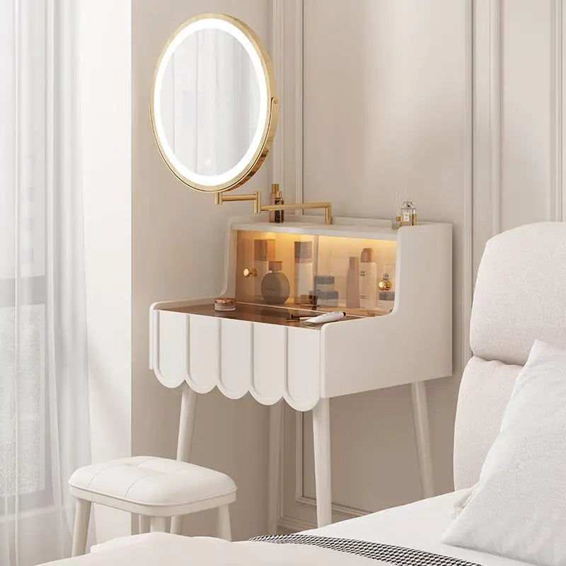 Afralia™ Luxury Nordic Makeup Vanity Set with Mirror and Storage