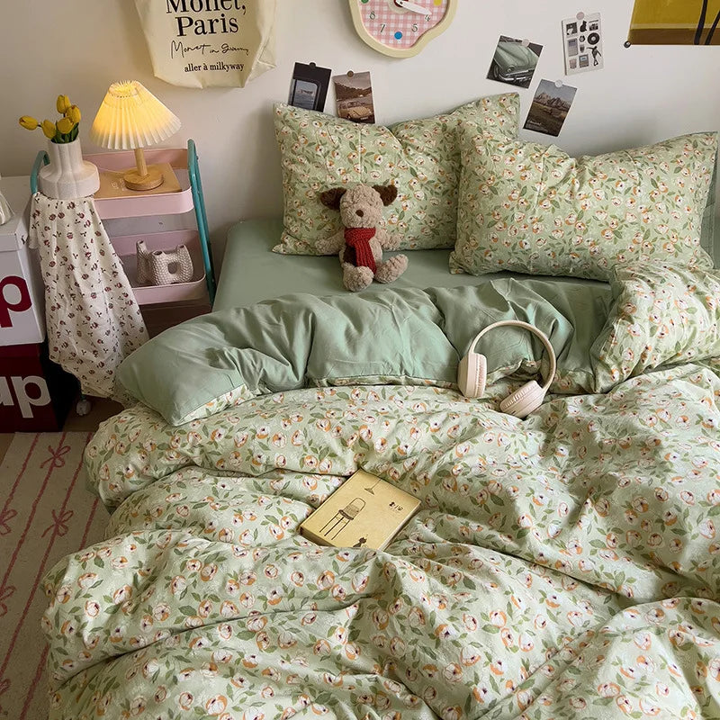 Afralia™ Korean Floral Print Single Duvet Cover: Sweet Comfort, All Seasons, Skin-Friendly