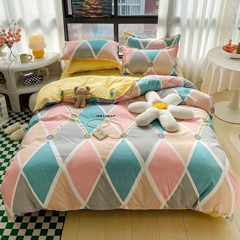 Afralia™ Nordic Style Letter Print Bedding Set, Single/Double/Queen/King Size, Soft & Non-Pilling Comforter Kit.