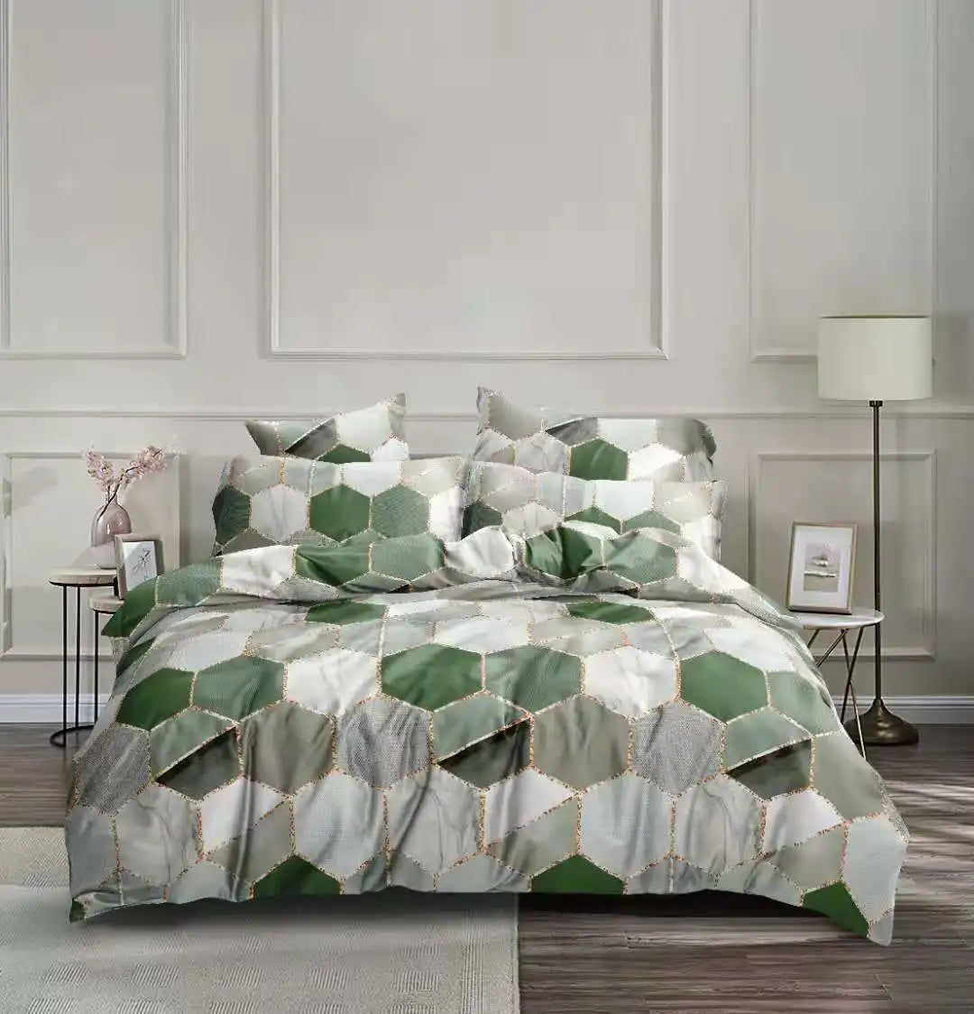 Afralia™ Honeycomb Marble Patterned Bedding Set, Premium Duvet Cover with Pillowcase