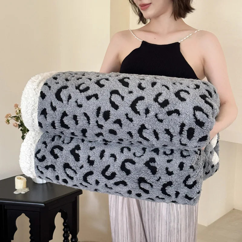 Afralia™ Leopard Print Double Layered Wool Blanket-Irresistibly Soft & Warm