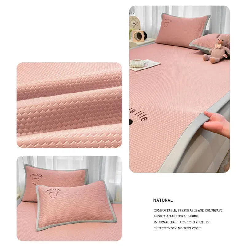 Afralia™ Bear Jacquard Ice Bean Mat Set - Cooling Bed Sheet for Kids & Adults