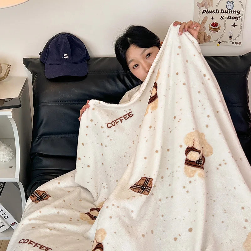 Afralia™ Double-Sided Thin Velvet Printed Blanket for Adults - Spring Autumn Bedding & Sofa Decor