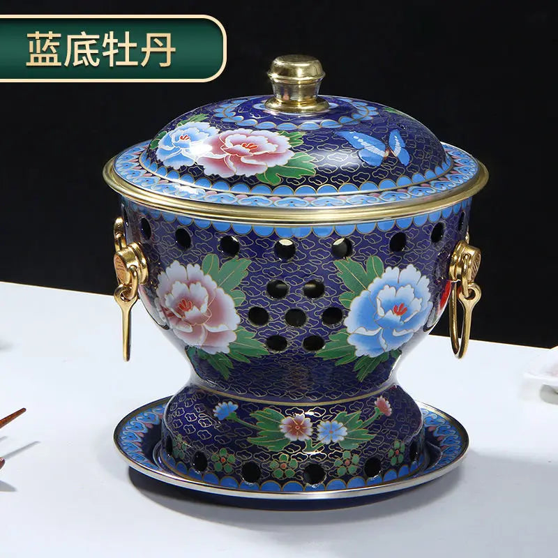 Afralia™ Mini Enamel Hotpot with Alcohol Burner, Pure Copper Single Serving Oil Boiler