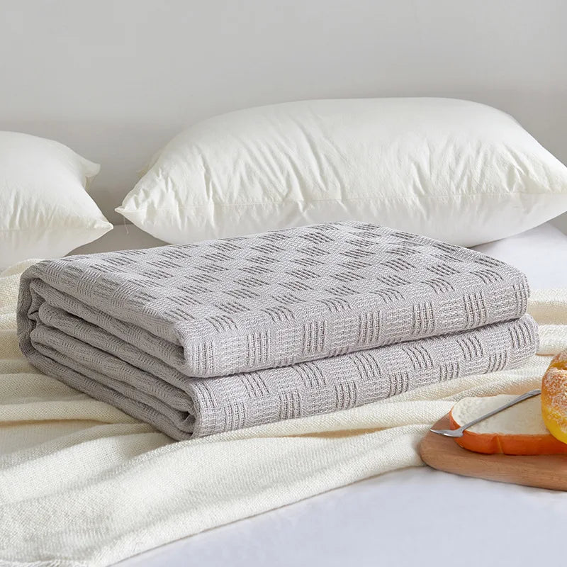 Afralia™ Pure Cotton Knitted Blanket: Summer Sofa Cover Comfort Queen Double Size Quilt
