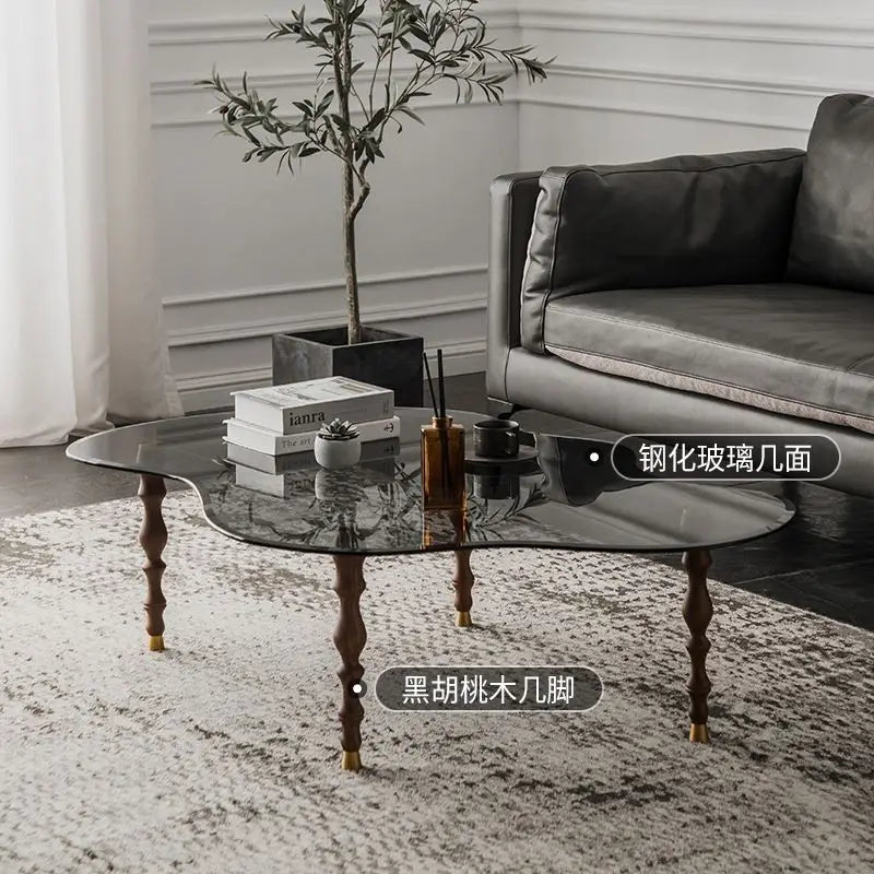 Afralia™ 80*40cm Solid Wood Peanut-Shaped Coffee Table for Living Room