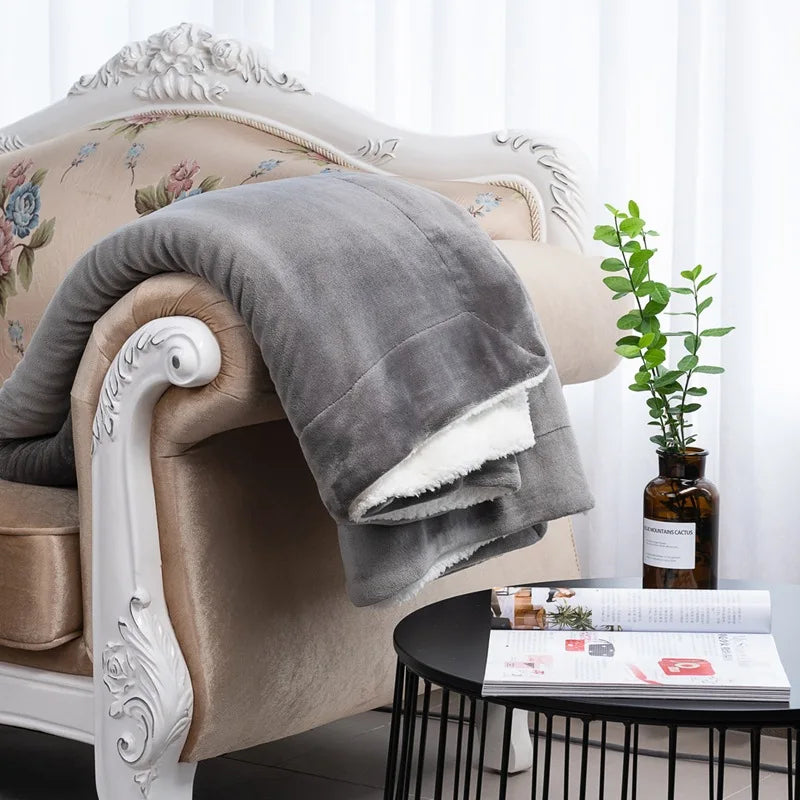 Afralia™ Cozy Double-Layer Lamb Fleece Blanket - All Season Warmth Bedspread
