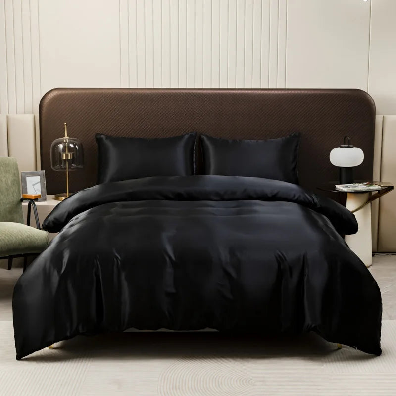 Afralia™ Ice Rayon Duvet Cover and Pillowcase Set: Smooth Comfort in Single & Double Sizes