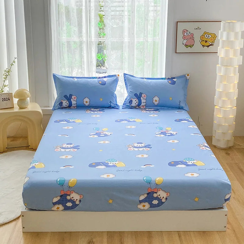 Afralia™ Printed Waterproof Fitted Bed Sheet Full Queen Size Bed Cover