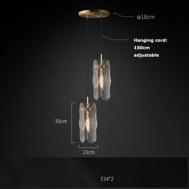 Afralia™ Gold Water Ripple Glass Ceiling Lamp for Bedroom Kitchen Home Decor