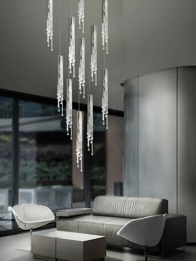 Afralia™ Gold Crystal Chandelier: Modern Luxury Lighting for Living Room, Staircase, Villa.
