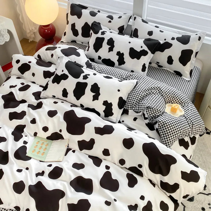 Afralia™ Cartoon Print Bedding Set: Breathable Duvet Cover, Bed Sheet, Pillowcases - Double & Single Sizes