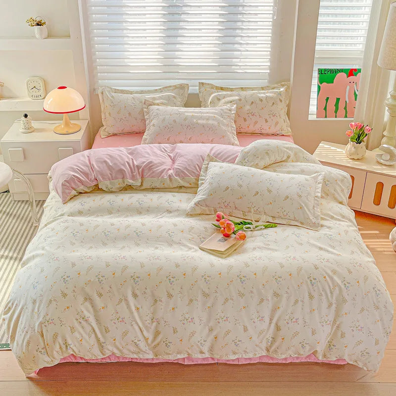 Afralia™ Cozy Cotton Bedding Set for Double Bed, Autumn Winter Duvet Cover Kit