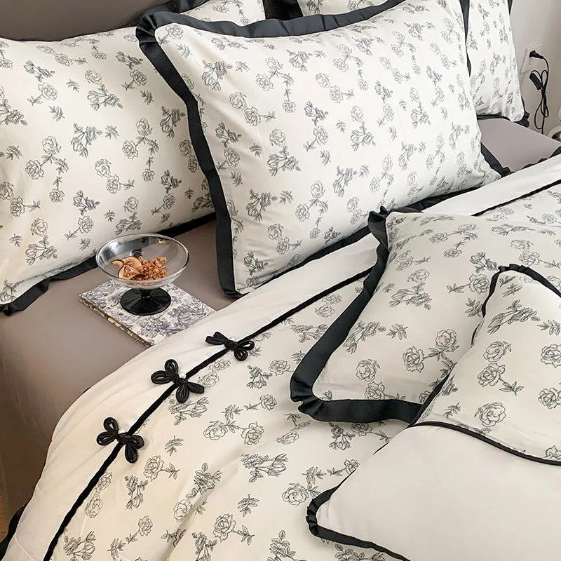 Afralia™ Printed Cotton Bedding Set, High Quality, Queen/King Size, Skin-Friendly, Double Bed Linens