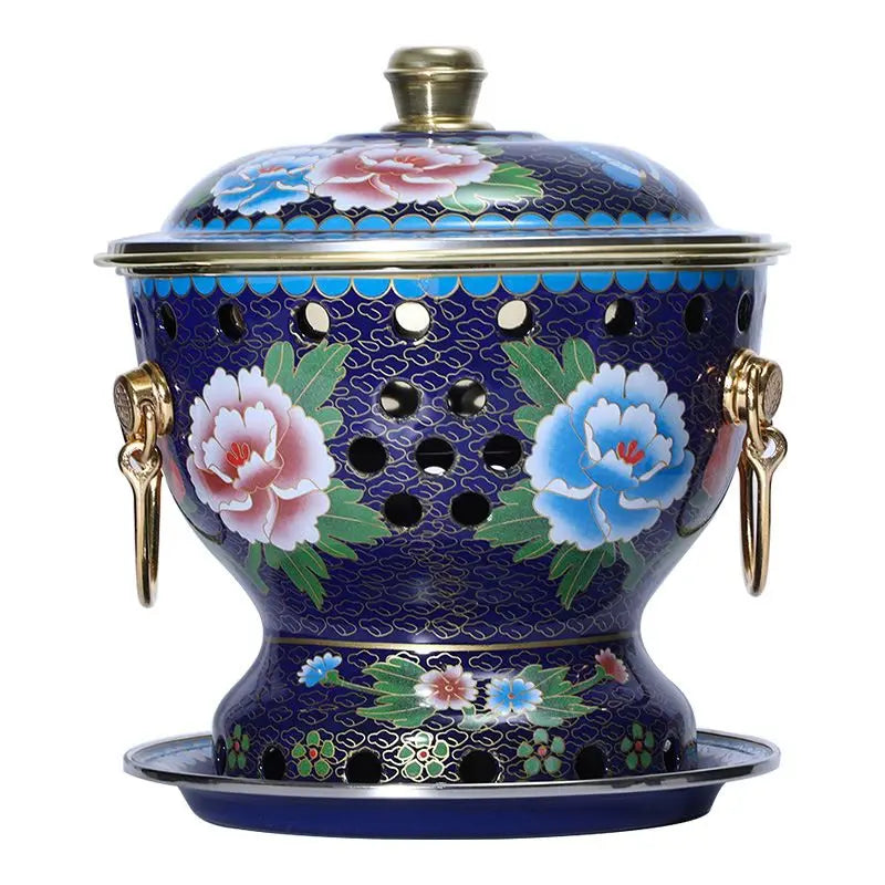 Afralia™ Mini Enamel Hotpot with Alcohol Burner, Pure Copper Single Serving Oil Boiler