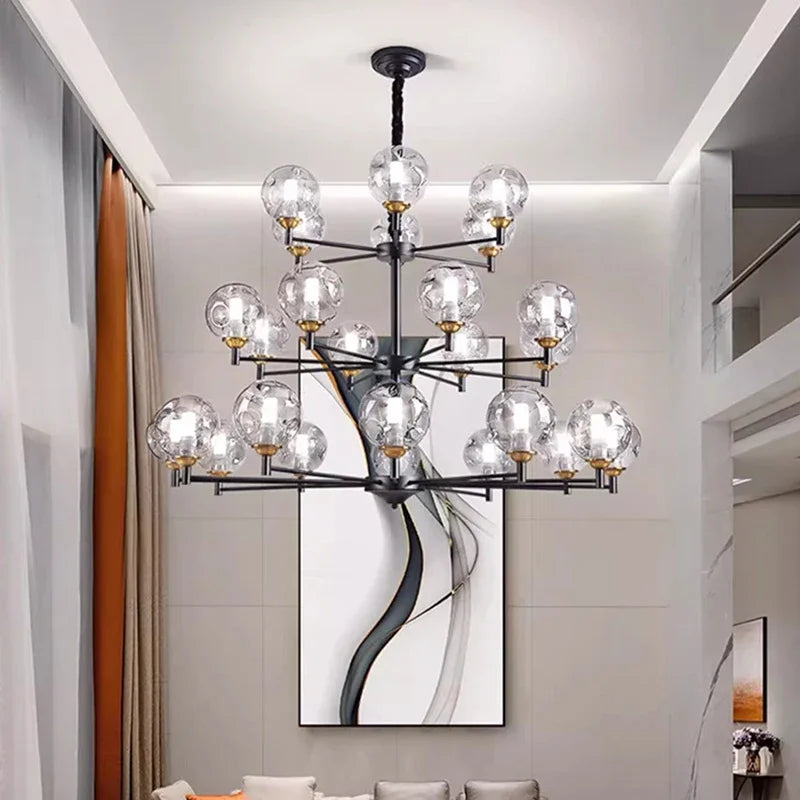 Afralia™ Glass Ball LED Pendant Light Chandelier - Nordic Style for Modern Home Decor